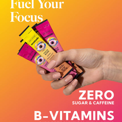 Neutonic Nootropic Focus Blend Powder | Peach Mango & Wild Berry, 32 Sticks | Caffeine Free