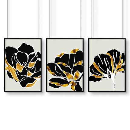 Bathroom decor gold | set of 3 framed wall art