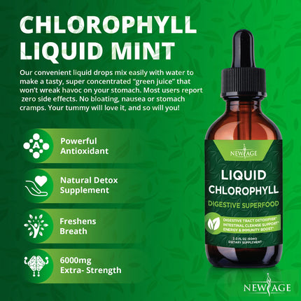 NEW AGE Chlorophyll Liquid Drops (2 fl oz x4) – Energy, Digestion & Immune Support