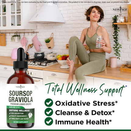 NEW AGE Soursop Drops - Immune Support Soursop Liquid with Elderberry & Vitamin C | 4 oz