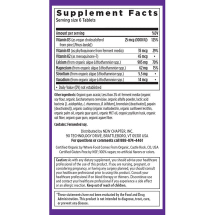 New Chapter Calcium Supplement – Organic Plant Calcium with D3 & K2, Tiny Tabs (240)
