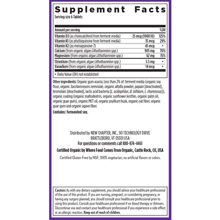 New Chapter Calcium Supplement – Organic Plant Calcium with D3 & K2, Tiny Tabs (240)