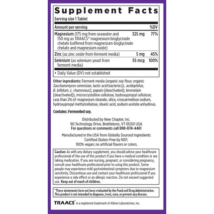 New Chapter Magnesium-Selenium-Zinc Supplement | 325 mg Mg | 90 Count