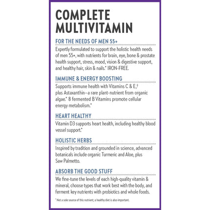 New Chapter Men's One Daily 55+ Multivitamin – Fermented, Non-GMO, 72 Tablets