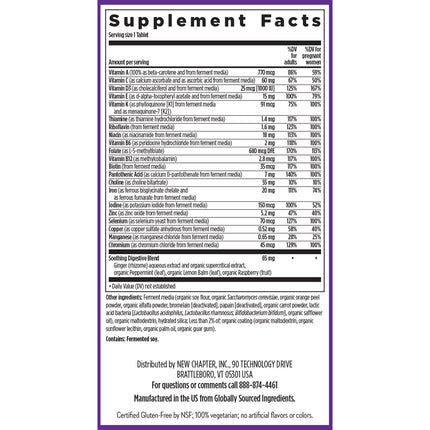 New Chapter Prenatal Vitamins — One Daily Multivitamin with Methylfolate + Choline | Gluten Free & Non-GMO | 90 Count