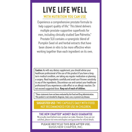 New Chapter Prostate 5LX™ – Prostate Supplement with Clinical-Strength Saw Palmetto + Fermented Selenium, 180 Vegetarian Capsules