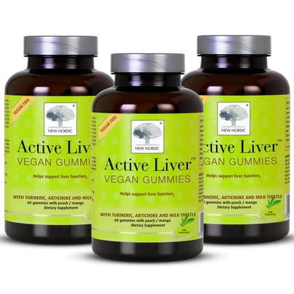 New Nordic Active Liver Gummies – Milk Thistle, Artichoke & Turmeric, Sugar Free & Vegan (Pack of 3)