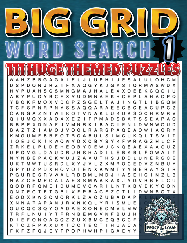 BIG GRID Word Search - 111 HUGE Themed Puzzles