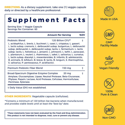 NewRhythm Probiotics 120 Billion CFU, 36 Strains – Digestive Health & Immune Support, 60 Veggie Caps
