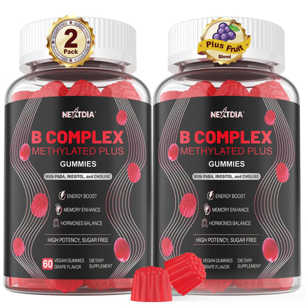 Nextdia Brain & Mood Support Gummies – Vegan B-Complex (120 Ct)
