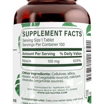 Natural Nutra Niacin 100 mg - Energy, Skin & Digestion | Non-GMO, Gluten-Free, 200 Tablets (Pack of 2)
