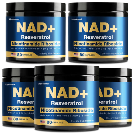 NLMUBR LUCKSIT NAD Supplement – Liposomal NAD with Nicotinamide Riboside, Resveratrol & Quercetin 900 | 400 Count (5 Pack)