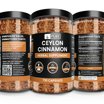 Ceylon Cinnamon Capsules 730 – Pure, Original Ingredients, Lab Verified