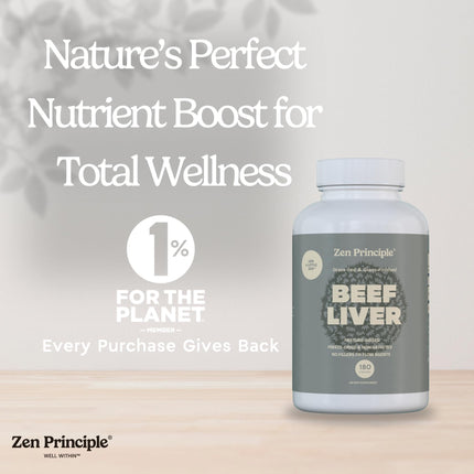 Zen Principle Beef Liver Supplement – Grass-Fed, Pasture-Raised, Desiccated Liver Capsules | No Hormones or GMO | 360 Capsules (2-Pack)