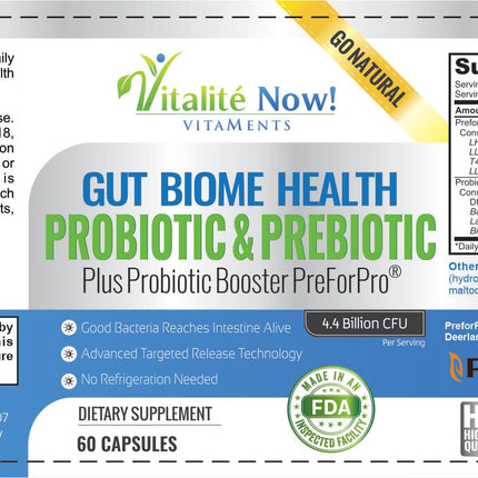 Premium Probiotic + Ultimate Prebiotic – Gut Biome Builder (4.4B CFU, Bacillus Subtilis)