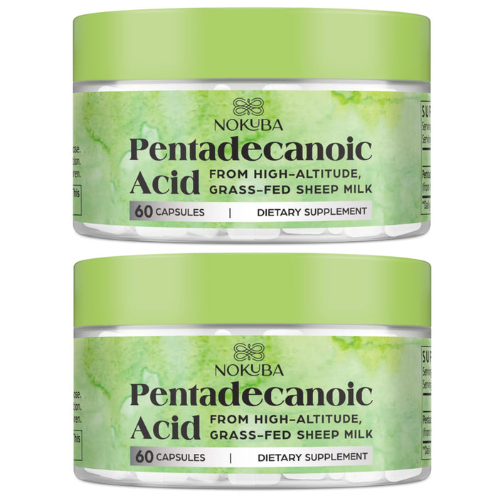 Nokuba Pentadecanoic Acid C15:0 300mg – High-Altitude Sheep Milk Sourced, 120 Capsules | USA Made