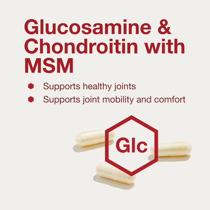 Protocol Glucosamine & Chondroitin with MSM - Joint Support (180 Veg Caps) - Non-GMO & Dairy Free