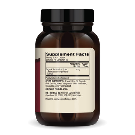 Dr. Mercola Organic Astaxanthin 4 mg - 90 Capsules | Organic Microalgae Extract, Non-GMO