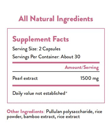 Organic Pearl Powder Capsules 1500mg | Skin Radiance, Eye Wellness & Nails | 60 Capsules