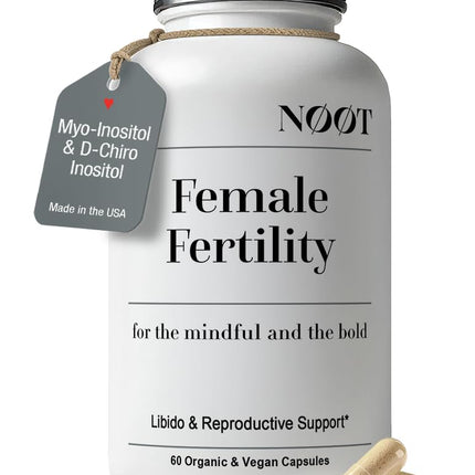 NØØT Female Fertility Supplement – Myo-Inositol & D-Chiro Inositol, CoQ10, Vitex & Shatavari | Vegan 60 Capsules