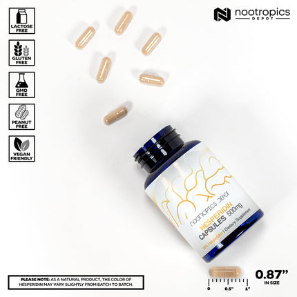 Nootropics Depot Hesperidin Capsules 500mg – 180 Count | 90% Citrus Extract | Supports Metabolic Function & Cardiovascular Health