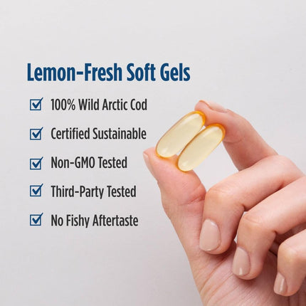 Nordic Naturals Arctic Cod Liver Oil Lemon – 180 Soft Gels | 750 mg Omega-3s (EPA & DHA)