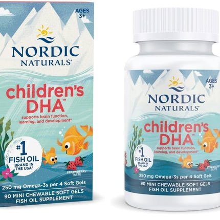 Nordic Naturals Children's DHA Strawberry – 90 Mini Chewables (Pack of 2) – 250 mg Omega-3 EPA & DHA