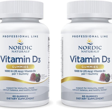 Nordic Naturals Vitamin D3 Gummies Wild Berry – 1000 IU, 2-Pack, Non-GMO