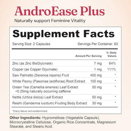 Nourished AndroEase Plus – Vegan Hormone Balance for Women | Zinc, Reishi, Green Tea