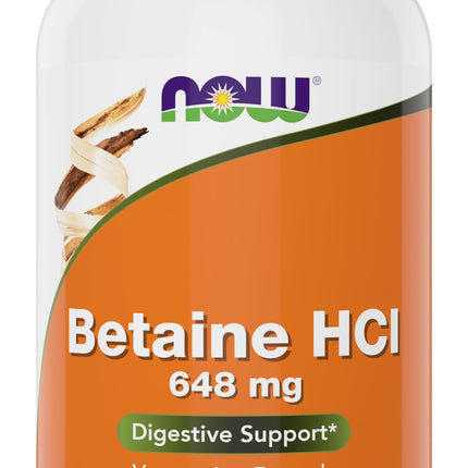 NOW Betaine HCl 648mg 240 Veg Capsules – Digestive Enzymes with Pepsin