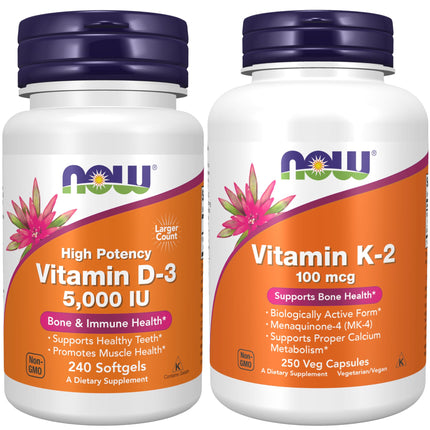 Now Supplements Bundle: Vitamin D-3 5,000 IU & Vitamin K-2 MK-4