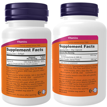Now Supplements Bundle: Vitamin D-3 5,000 IU & Vitamin K-2 MK-4