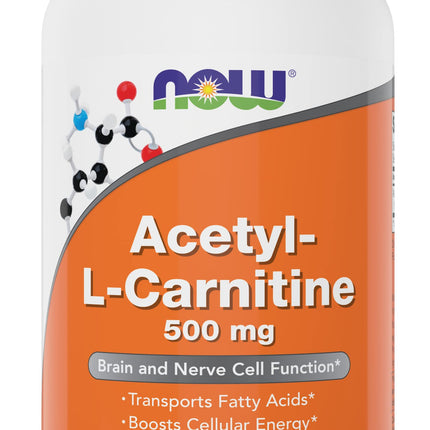 NOW Foods Acetyl-L-Carnitine 500 mg - 360 Veg Capsules | Non-GMO, Kosher, Dairy-Free