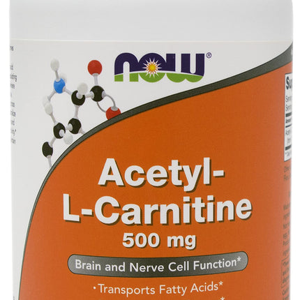 NOW Foods Acetyl-L-Carnitine 500 mg - 360 Veg Capsules | Non-GMO, Kosher, Dairy-Free