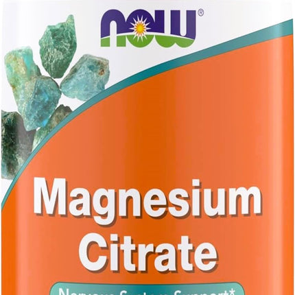 NOW Magnesium Citrate – Enzyme Function & Nervous System Support, 360 Vegetarian Capsules