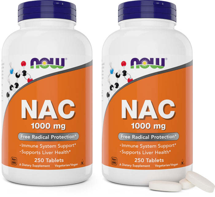 NOW Foods NAC 1,000 mg – 250 Tablets (Pack of 2) | Vegetarian, Non-GMO