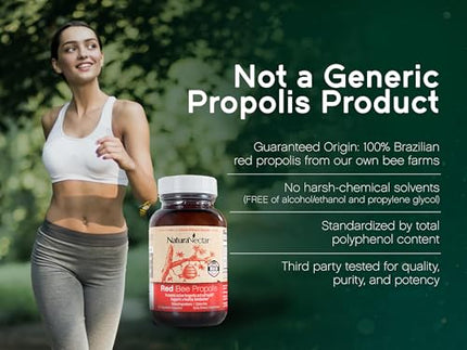 NaturaNectar Red Bee Propolis Capsules – NSF Certified, Gluten-Free (60pcs)