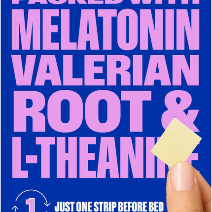 NuStrips Sleep Strips – 5mg Melatonin, Valerian, L-Theanine & B6 (Blueberry) | Vegan, Non-GMO