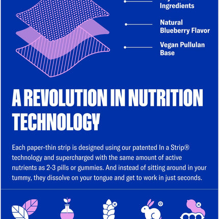 NuStrips Sleep Strips – 5mg Melatonin, Valerian, L-Theanine & B6 (Blueberry) | Vegan, Non-GMO