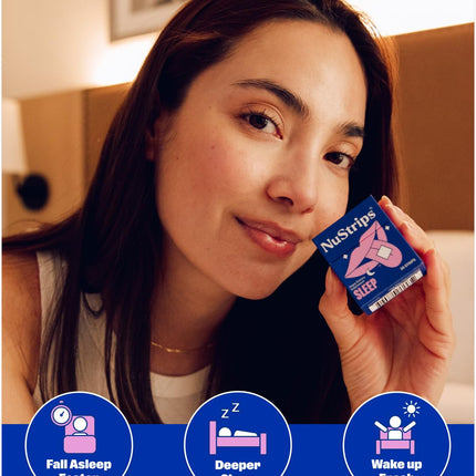 NuStrips Sleep Strips – 5mg Melatonin, Valerian, L-Theanine & B6 (Blueberry) | Vegan, Non-GMO