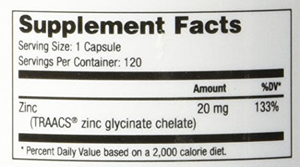 NuMedica - Zinc Glycinate 20mg - 120 Vegetable Capules