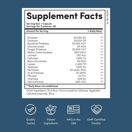 Nucific Digestive Enzyme Supplement – Supports Digestion & Nutrient Bioavailability | 90 Count