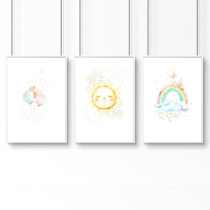 Nursery Rainbow Decor | Set of 3 wall art prints