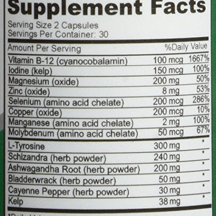 NusaPure Thyroid Support Supplement (Non-GMO) 120 Caps – Pack of 2
