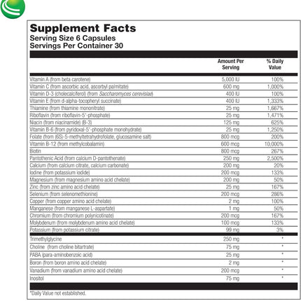 UltraGenesis Iron-Free Multivitamin for Women & Men – Immune Support for 50+ | Plant-Based 180 Vegan Capsules
