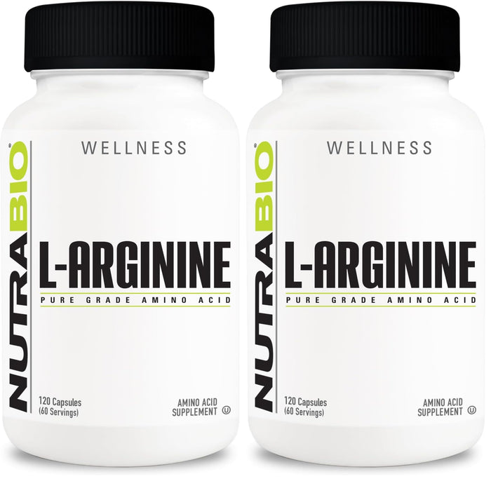 NutraBio L-Arginine 750mg – Nitric Oxide & Muscle Support (240 capsules)