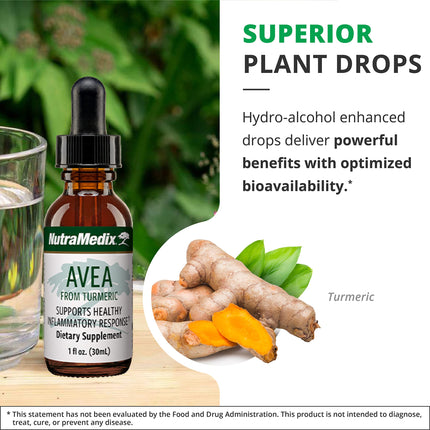 NutraMedix Avea Turmeric Extract - Liquid Turmeric Drops for Stress & Mood Support | 1oz (30ml) Pack of 2