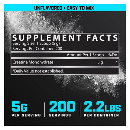 Nutrex Micronized Creatine Monohydrate Powder - 1kg (200 Servings) - Unflavored