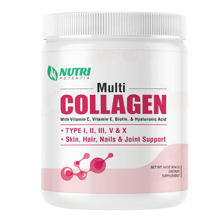 NUTRI POTENTIA Multi Collagen Peptides Powder – Unflavored, 45 Servings