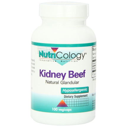 Nutricology Kidney Beef Supplement – Freeze-Dried Bovine Kidney, 500mg, 100 Vegetarian Capsules